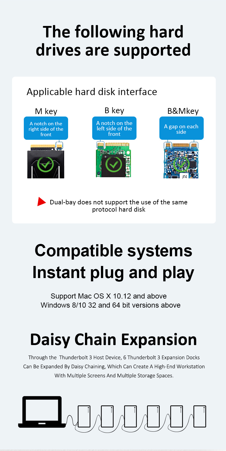 Intel Certified 8K Thunderbolt 3 Hub Dual 4K Laptop Docking Station DP with Power Delivery SSD Slot docking station thunderbolt - Image 4