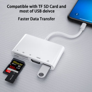 For Apple Lighting Digital AV Adapter 4K HDTV HDMI-Compatible Connector USB OTG Card Reader Adapter for iPhone iPad