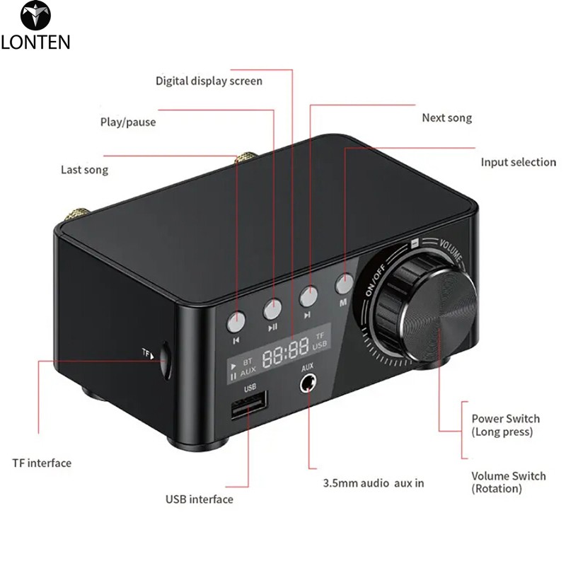 Lonten TPA3116 Class D 5.0 HIFI 2x50w Stereo Amplifier Home Amplifier Support USB TF Card RCA AUX USB Stick LT Ce - Image 3