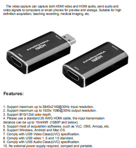 OZC1 Audio Video Capture Cards HDMI to USB 1080p USB2.0 Record via DSLR Camcorder Action Cam for High Definition Acquisition